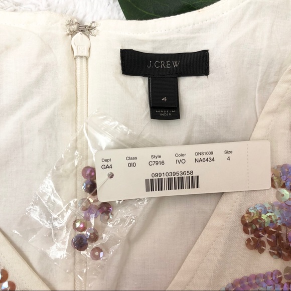 NWT J.Crew Linen Sundress Iridescent Sequin Sz 4 - Picture 7 of 7